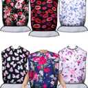 Eurzom 6 Pack Adult Bibs for Elderly Women Men, Reusable Adult Bibs for Eating with Optional Crumb Catcher Clothing Protector (Cute Pattern)