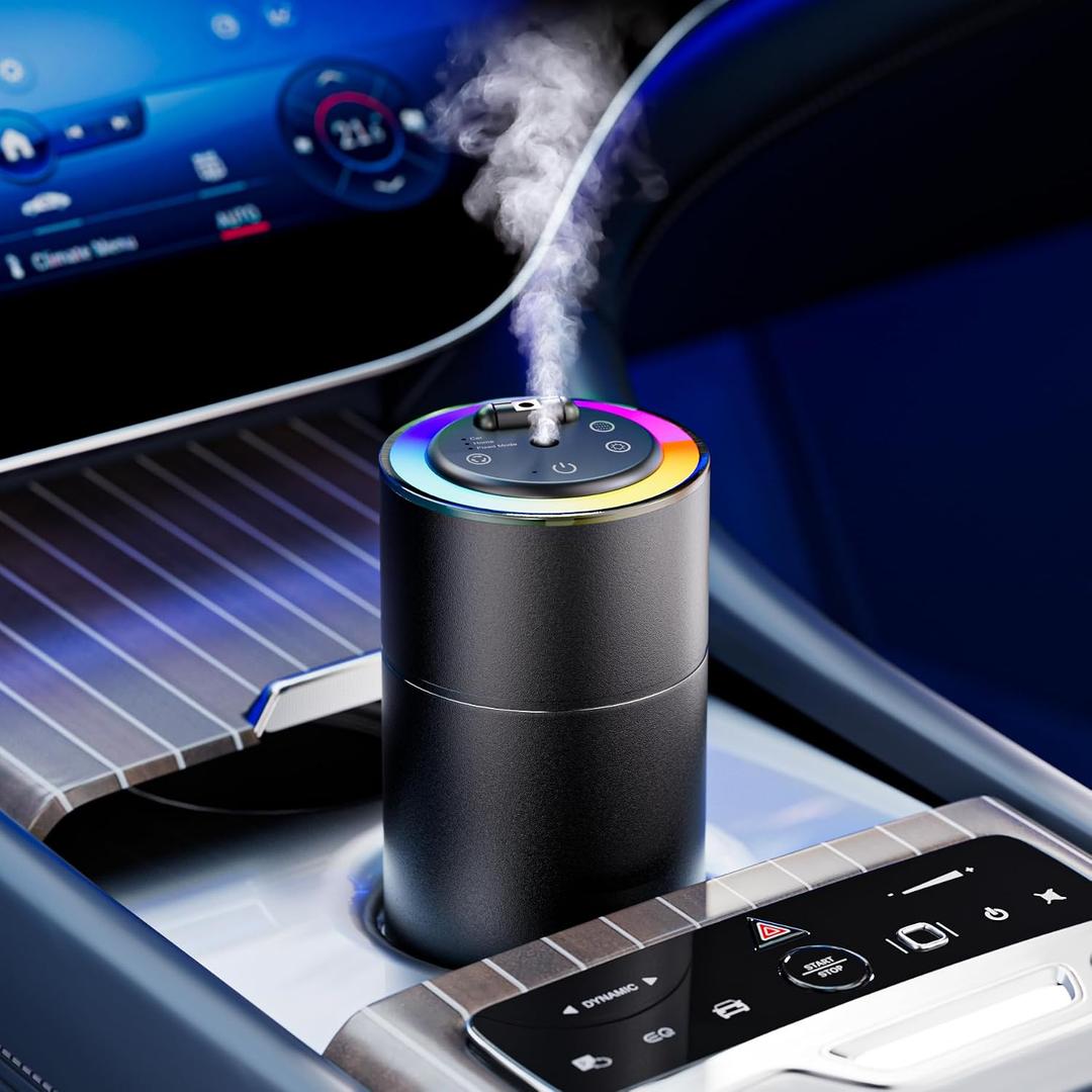 Smart Car Air Freshener Diffuser - 160ml Lasts Up to 6 Months, Spill-Proof Motion Auto On/Off, 3 Adjustable Mist Modes, Star Lights & Sound-Sync RGB - Car Accessories Gifts for Men (Ocean)