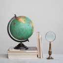 Vintage Brass and Bone Magnifying Glass, Multicolor