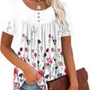 BETTE BOUTIK Women's Summer Tunic Tops Flowy Flare Botton Down Shirts Blouses S-3XL (M)