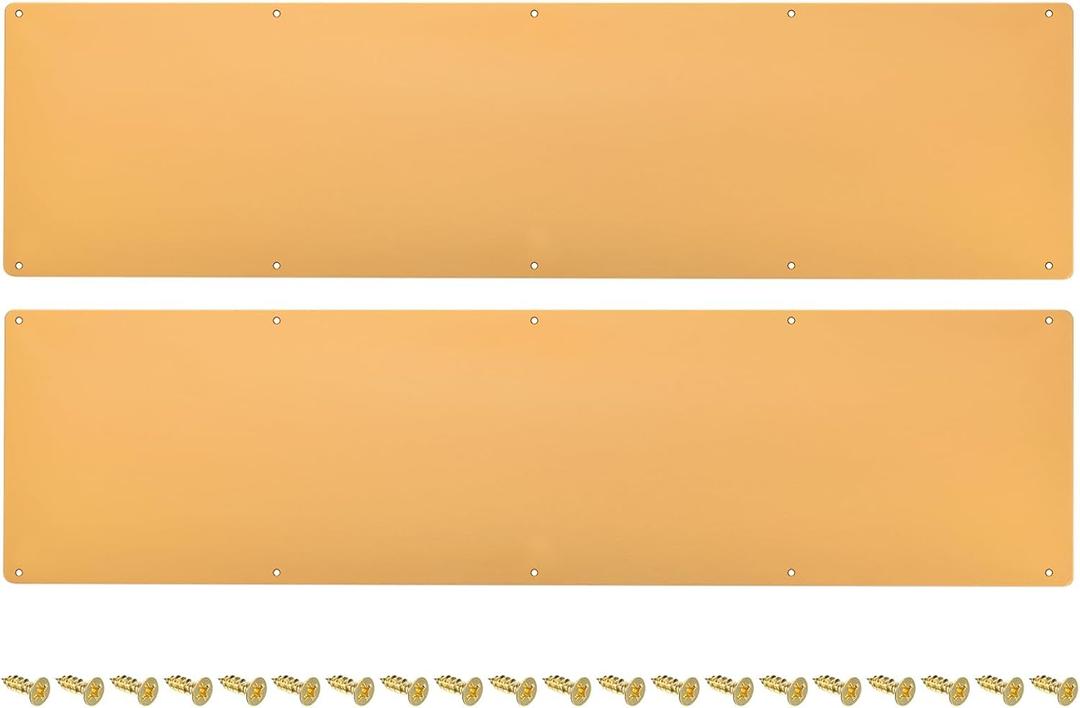 uxcell 2pcs Door Kick Plate, 8 x 30 Inches Aluminum Kick Plate Door Plate, 2 mm Thickness, for Exterior Front Door or Back Door, Gold