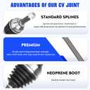 Front Left&Right CV Axle Shaft Kit for Nissan Altima 2.5L 2007-2013, for Rogue 2.5L 2008-2013, Automatic CVT Trans only, Replace for 66-6262 66-6264, 2 pack FWD Only