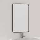 VocalStar Black Metal Framed Bathroom Mirror for Wall, 16 x 24 Inch Rounded Rectangle Matte Black Bathroom Vanity Mirror Farmhouse, 1/4-inch Shatterproof Glass | Ultra-Flush Hanging