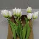 Artificial Tulips Flowers  20" Long Stem Faux Tulips, 10PCS Real Touch Fake White Tulip for Vase, Farmhouse, Kitchen, Spring & Wedding Home Decor