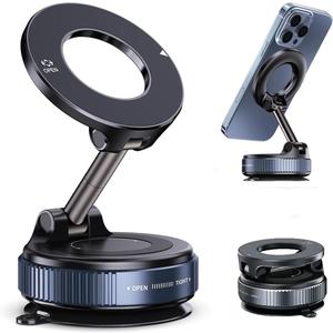 Vacuum Magnetic Suction Phone Holder,Doubled Sided Universal Cellphone Holder Stand for Car/Home/Smooth Surface/Mirror/Glass Foldable and Retractable Vacuum Magnetic Suction Phone Mount Bracket (C)