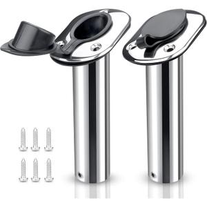 2PCS STAINLESS STEEL FISHING ROD HOLDER 9" Flush Mount with UV PVC Liner( 30 Degree