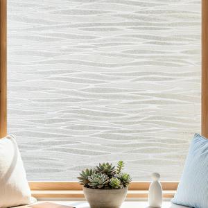 Finnez Window Privacy Film, Frosted Stripes Static Cling, 29.5″ x 78.7″