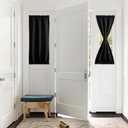 PONY DANCE French Door Blackout Curtains - Elegant and Functional Rod Pocket Drapes for Kitchen and Patio Doors with Glass Window - 25x50 Inches Long, 1 Panel, Black (25"W x 50"L (Pack of 1))