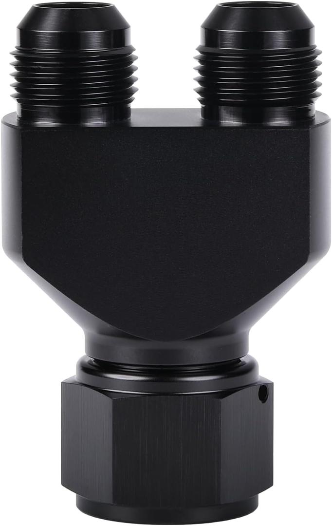 12AN Female to Parallel Dual 10AN 10AN Male Y Block Fuel Fitting Splitter Adapter Connector Aluminum Black