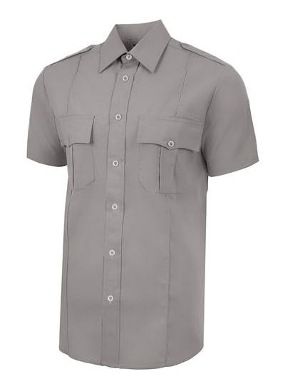 Button Up Shirt, Grey, M, 
Mens 100% Polyester Security Shirt Short Sleeve. National Patrol