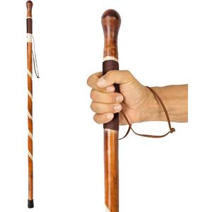 Vive Wooden Walking Stick - Willow Cane for Seniors Hiking & Balance - Heavy Duty Carved Twisted Wood Sticks for Men & Women - Stylish Support Pole for Outdoor Trekking & Weight Bearing (48")