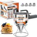 40oz Pancake Batter Dispenser, Stainless Steel Cake Dispenser with Stand, Great for Pancakes, Cupcake, Waffle or Any Baked Goods, Durable, Leak-Free