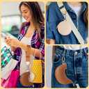 3 x Dual Pouch Wristlet Keychain Wallet Double keychain wallets Mini Pouch Coin Purse Women Coin Detachable Wrist Zip Bag (Pinkg&Brown)