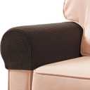 SUBRTEX Stretch Armrest Covers Spandex Arm Covers for Chairs Couch Sofa Armchair Slipcovers for Recliner Sofa with Twist Pins 2pcs (Chocolate)