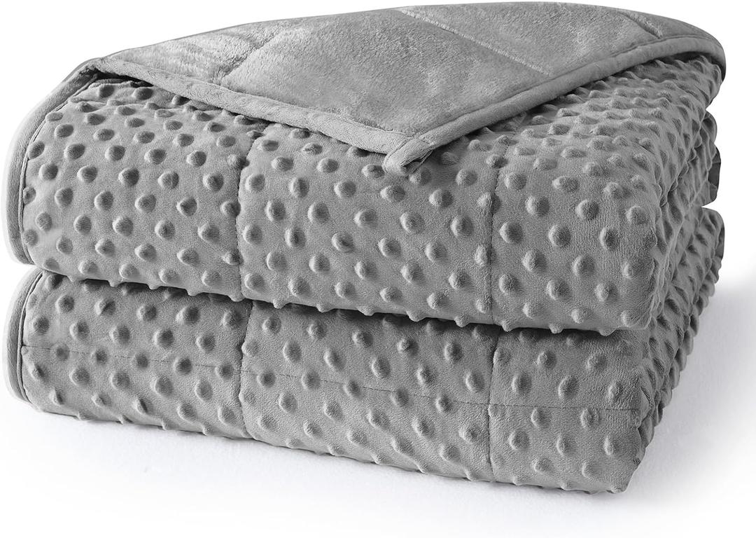 Weighted Blanket for Adults Queen Size 15 lbs, Soft Cooling Minky Dot Heavy Breathable Blanket for All-Season, Washable Weighted Throw with Glass Beads, 60 x 80 Inches, Grey