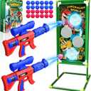 Dinosaur Shooting Game Toys, 2 Air Pump Launcher with Aiming Fun, 3 Dinosaur Theme & 4 Target Score Points, 24 Foam Balls, Indoor Outdoor Toy Gift for Kid Boy 3 4 5 6 7 8 9 10 11 12 Year Old Age 3-12