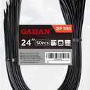 Long Zip Ties Heavy Duty 24 inch, Large Zip Ties with 200 lbs Tensile Strength, Big Cable Ties, Black, 50 Pack, by GAIIAN