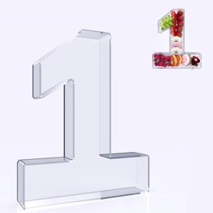 11" Acrylic Number Charcuterie Box, Reusable Fillable Alphabet Number Shaped Form Tray for Birthday Anniversaries, Party Decorative Serving Plates Display Candy Cake (1)
