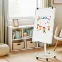 Mobile Dry Erase Whiteboard Stand 40x26 Inches Height Adjustable Magnetic White Board with 5 Wheels, 25-Sheet A1 Paper Pad,Portable Rolling Easel Magnetic Dry Erase Board with Flip Chart Easel Stand