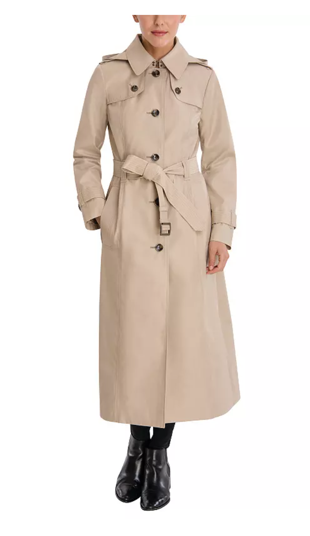 Women's London Fog Maxi Trench Coat, Large, Stone