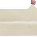 ZNSAYOTX Oversized Velvet Couch Cover 4 Piece (92"115") Stretch Sofa Covers for 3 Cushion Couch Thick Soft XLSlipcover with Non Slip Strap, Dog Pet Friendly Nice Furniture Protector (Beige)