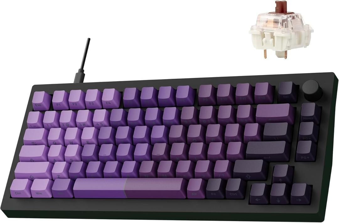 LEMOKEY X4 QMK Wired Mechanical Keyboard, 75% Layout South-Facing Red Backlit, Side-Printed Double-Shot PBT Keycaps with Tactile Brown Mechanical Switch for Windows