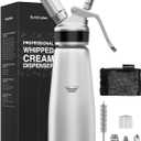 Whipped Cream Dispenser,Aluminum 500ml Whipped Cream Maker,3 Decorating Nozzles,1 Brush,1 Storage Bag,withou N2O Charger,Black