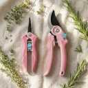 NEXON Garden Pruning Shears 2 Pack, 8" Bypass Hand Pruner & 6.25" Precision Garden Scissors, Professional Garden Clippers for Plants and Flowers Pink