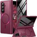 BERFY for Samsung Galaxy Z Fold 7 Case with Privacy Screen Protector, [Compatible with MagSafe][Anti Spy] Built-in Hidden Kickstand, Full-Body Shockproof Slim Phone Case for Z Fold 7, Red