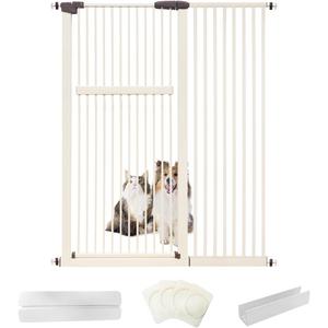 Lumizone Extra Tall Pet Gate 55.12" High Pressure Mounted 46.65"-50.78" Extra Wide (9 Sizes) 1.37" Gap for Cat Dog Stairs Doorway Hallway No Drilling Auto-Close (46.65"-50.78", Cream White)