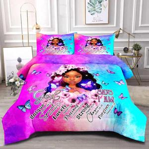 Black Girl Comforter Set Twin,Black Girl Magic Bedding Set,You are Beautiful African American Lady Bed Bedroom Comforter Sets (Pattern 0131)