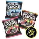 SOUR JACKS, Sour Gummy Candy, Variety Pack, 75 0.5 oz Snack-Size Pouches, Watermelon, Blue Raspberry, and Assorted Fruit, Individually Wrapped, Fat Free, Gluten Free (EXP 12/31/26)