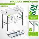 Folding Fish Cleaning Table with Collapsible Bucket, Portable Outdoor Fillet Station Camping Sink Table with Faucet, Drainage Hose & Sprayer, Grid Rack, Knife Groove for Picnic Fishing, 45 Inches X 23 Inches X 37 Inches