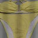 Fanuerg Women's Ribbed Bikini Sets U Wire Adjustable Spaghetti Straps Swimsuit Textured Ruched Two Piece Bathing Suit (Yellow, Large)