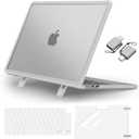MOSISO Compatible with MacBook Air 13 inch Case M5 M4 M3 M2, Matte Clear | 4 in 1 Kit Anti-Crack Hard Shell with Kickstand for MacBook Air 13.6 inch Case 2026-2022 A3449 A3240 A3113 A2681