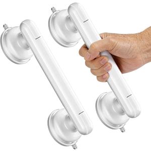 Upgraded 2-Pack Grab Bars for Shower Bathroom Wall, Heavy-Duty Suction Grab Bars Shower Handle Safety for Elderly Seniors Handicap, No Drilling Tool-Free, Easy Removal and Reusable (White)