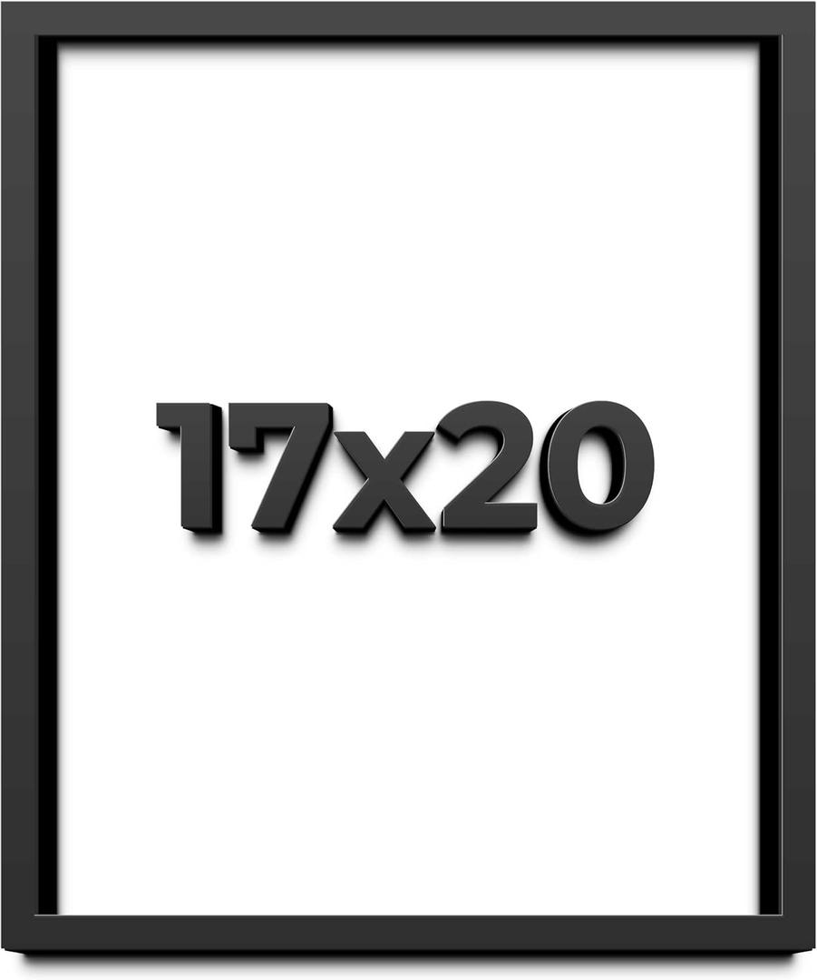 17x20 Shadow Box Frame Black | 1 Inch Deep Solid Wood Shadowbox Display Frame | UV Resistant Acrylic Plexiglass, Acid Free Backing, and Hanging Hardware | Dugan Picture Frame Style