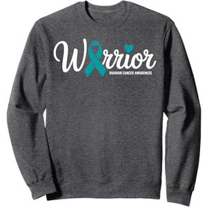 Warrior Survivor Ovarian Cancer Awareness Month Teal Ribbon Sweatshirt Large 