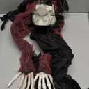 Halloween Outdoor Decor Animated Groundbreaker Zombie with Flashing Eyes and Creepy Sound for Halloween Yard,Lawn,Patio,Haunted House (Red)