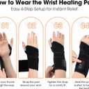 Cordless Wrist Massager for Carpal Tunnel Relief, Hand Massager with Heat, Heated Wrist Massager, Wrist Heating Pad for Pain Relief, Heated Wrist Wrap for Pain, With Red Light, 3 Heat & 3 Massage Modes, Black