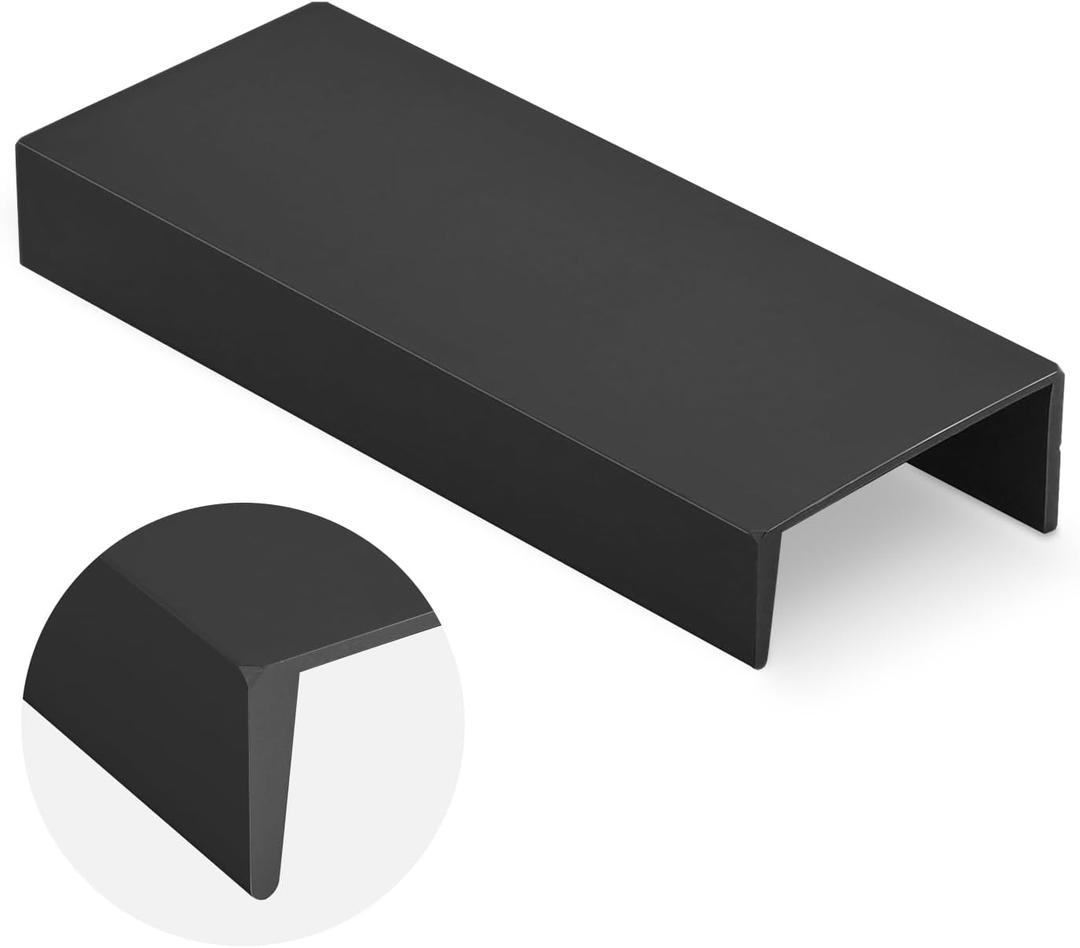 Peaha 10 Pack Matte Black Finger Pulls for Cabinets Edge Drawer Handles for Kitchen 3-3/4 Inch Hole Centers