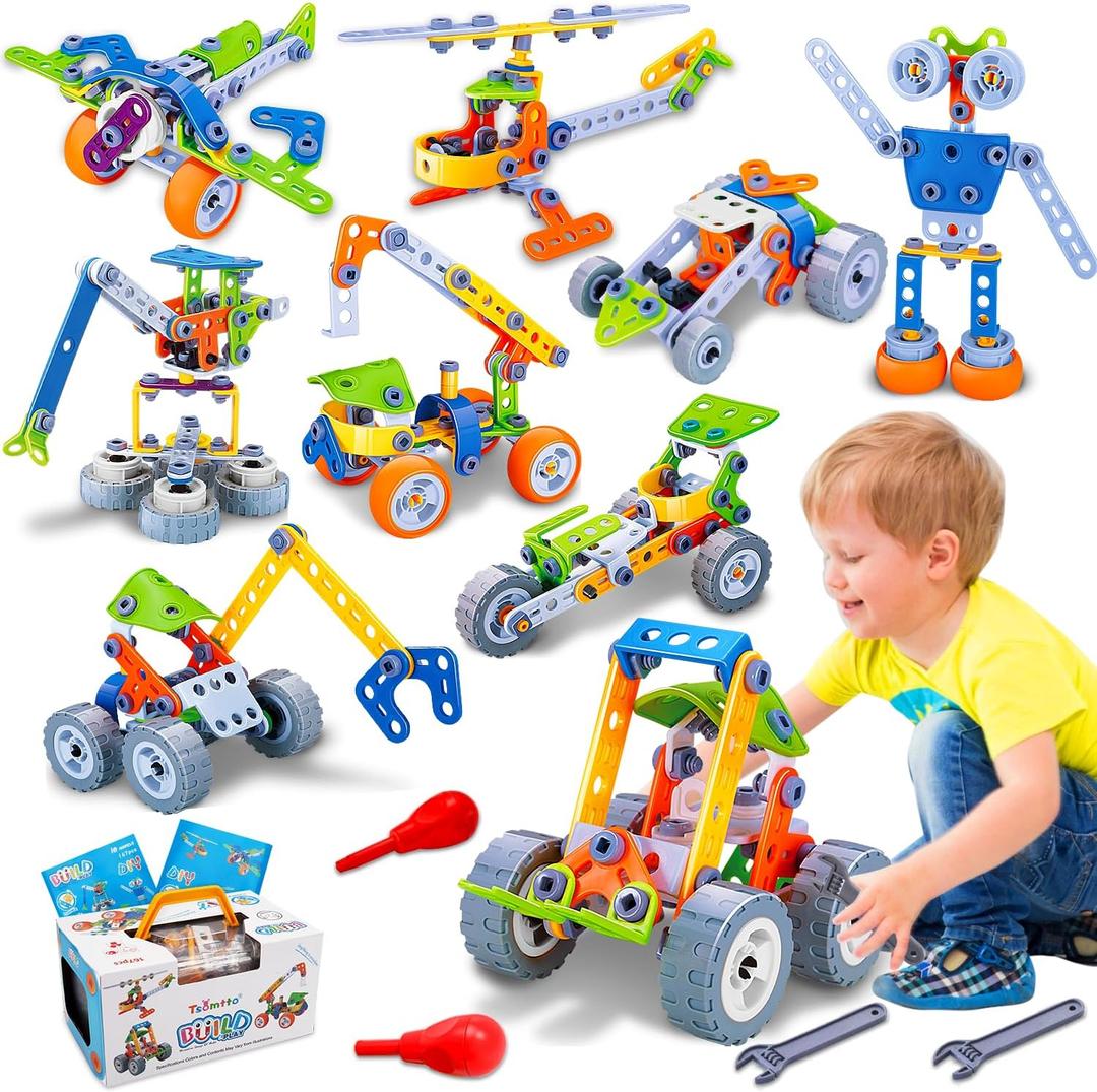 10 in 1 STEM Toys for 4 5 6 7 8+ Year Old Boy Girl Birthday Gifts Building Toys for Kids Ages 4-8 5-7 6-8 Educational Learning Stem Activities for Boys 3-5 4-6 8-10 Creative Games Valentine Idea Gift