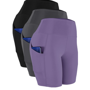 CADMUS Women's High Waist Spandex Yoga Shorts for Bike Running Two Side Pockets 2XL