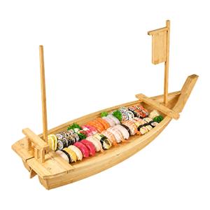 Wooden Sushi Boat Serving Tray, 31.5" Large Japanese Nigiri Serving Plates Boats, Train Making Kit for Sashimi Board Seafood Party, Appetizer Platter for Traditional Restaurant or Home Restaurantware
