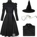 Eelphabbaa Costume, Wicked Costume Women Set with Hat & Glasses, Black Dress for Halloween Cosplay Themed Party