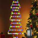 Christmas Lights Outdoor Decorations,4.6ft 175LED Christmas Decorative Ladder Lights Waterproof with 8 Modes&Memory Function,LED Christmas Tree Lights for Window,Home,Wall,Christmas Tree Outdoor Decor (Multicolor)