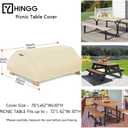 Picnic Table Cover Waterproof 70/72 Inch 600D Oxford Outdoor Table Cover with Bench Covers for Winter DustProof Heavy Duty (Beige, 6FT-70/72inch)