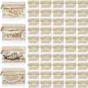 50 Pieces Travel Jewelry Bags, Clear Jewelry Pouch Bag with Zipper, Portable Velvet Earring Storage Necklace Organizer for Women Gift, Rings, Bracelets, Beige