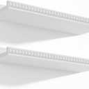 Alsonerbay White Floating Shelves Wall Mounted Set of 2, 15.7 Inch Modern White Shelves with Lip, Wood Wall Shelves with Wooden Beads for Bathroom Bedroom Living Room Nursery and More