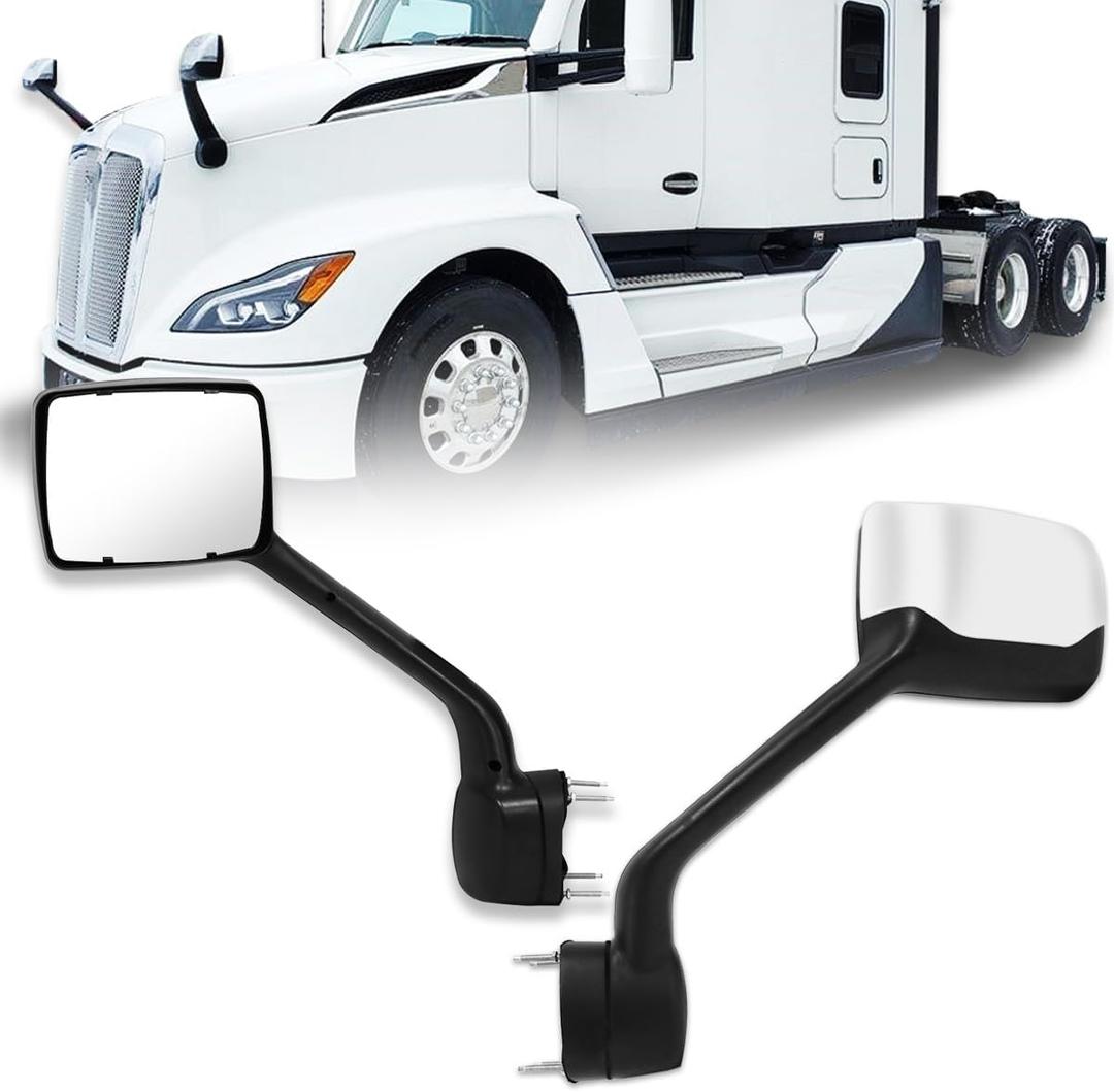 Pair Hood Mirror for Kenworth T680 2022 2023 2024 Replacement Driver Left and Passenger Right Side OE Kenworth T680 Mirror Accessories (Chrome)